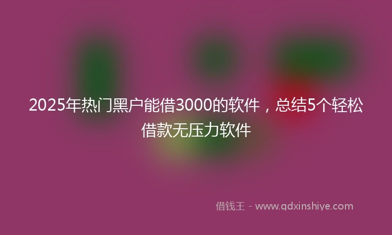 2025年热门黑户能借3000的软件，总结5个轻松借款无压力软件