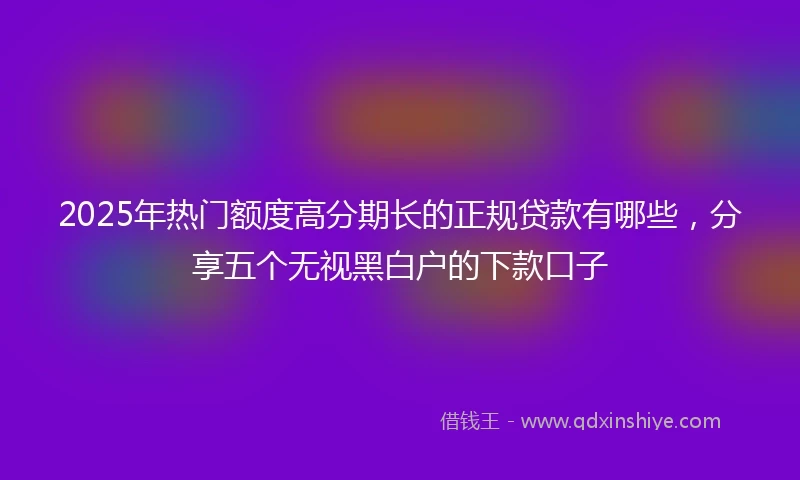 2025年热门额度高分期长的正规贷款有哪些，分享五个无视黑白户的下款口子