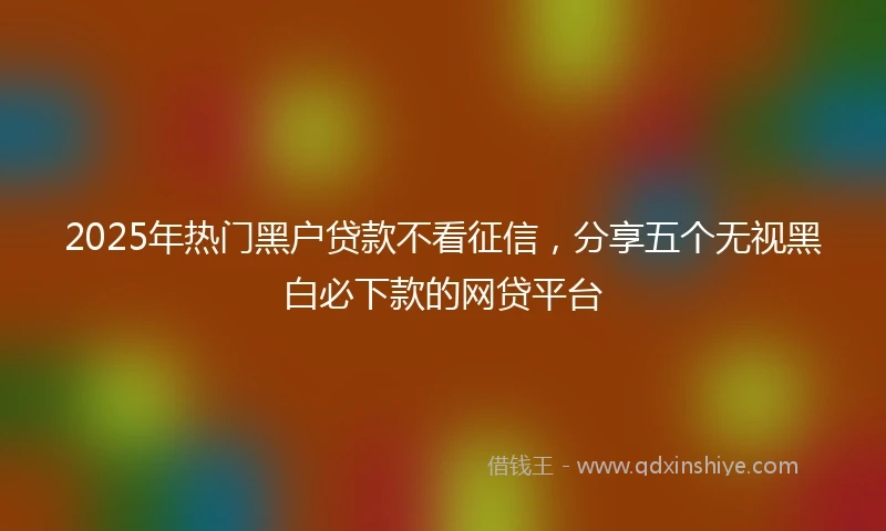 2025年热门黑户贷款不看征信，分享五个无视黑白必下款的网贷平台