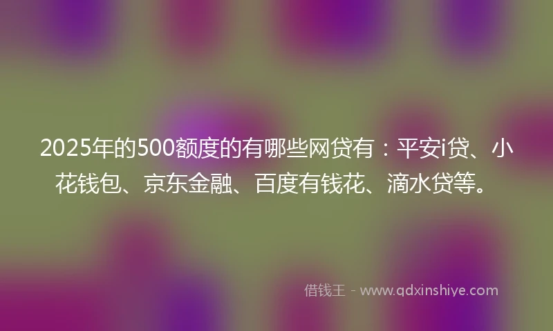 2025年的500额度的有哪些网贷有：平安i贷、小花钱包、京东金融、百度有钱花、滴水贷等。