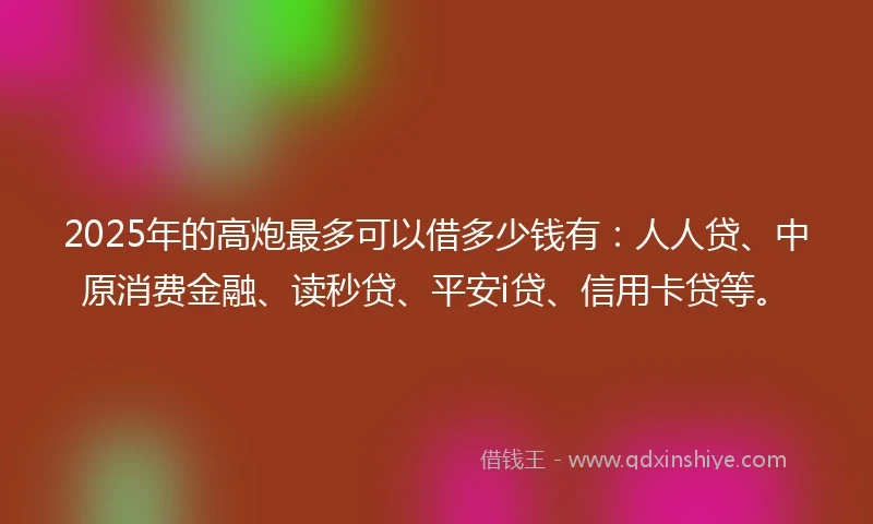 2025年的高炮最多可以借多少钱有：人人贷、中原消费金融、读秒贷、平安i贷、信用卡贷等。