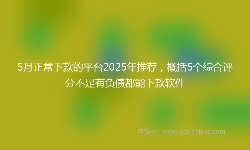 5月正常下款的平台2025年推荐，概括5个综合评分不足有负债都能下款软件