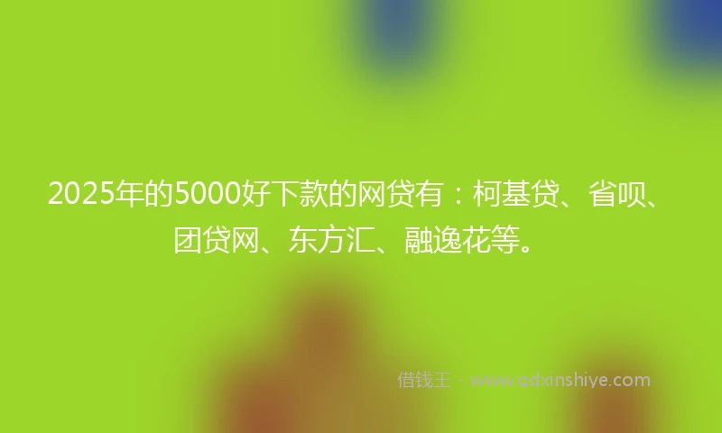2025年的5000好下款的网贷有：柯基贷、省呗、团贷网、东方汇、融逸花等。