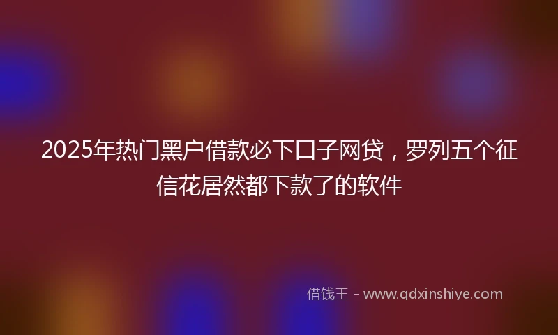 2025年热门黑户借款必下口子网贷，罗列五个征信花居然都下款了的软件