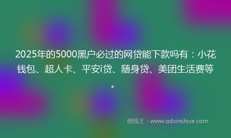 2025年的5000黑户必过的网贷能下款吗有：小花钱包、超人卡、平安i贷、随身贷、美团生活费等。