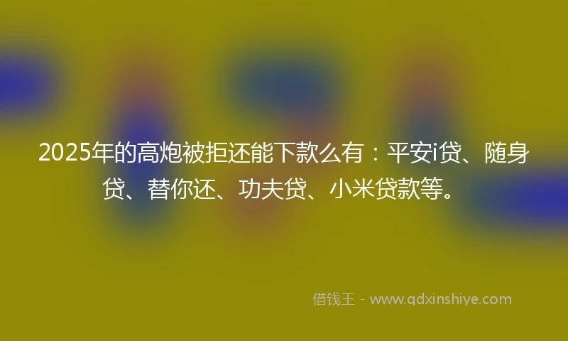 2025年的高炮被拒还能下款么有：平安i贷、随身贷、替你还、功夫贷、小米贷款等。