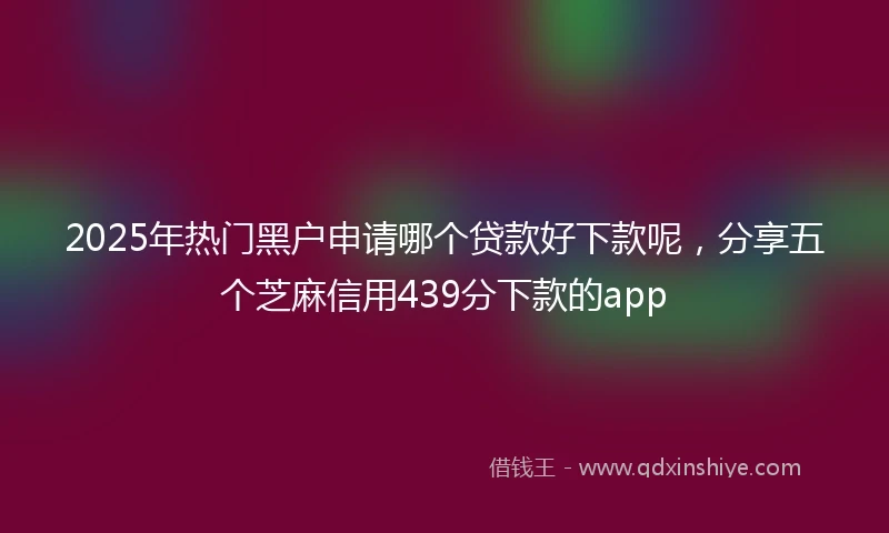 2025年热门黑户申请哪个贷款好下款呢，分享五个芝麻信用439分下款的app
