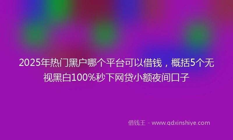 2025年热门黑户哪个平台可以借钱，概括5个无视黑白100%秒下网贷小额夜间口子