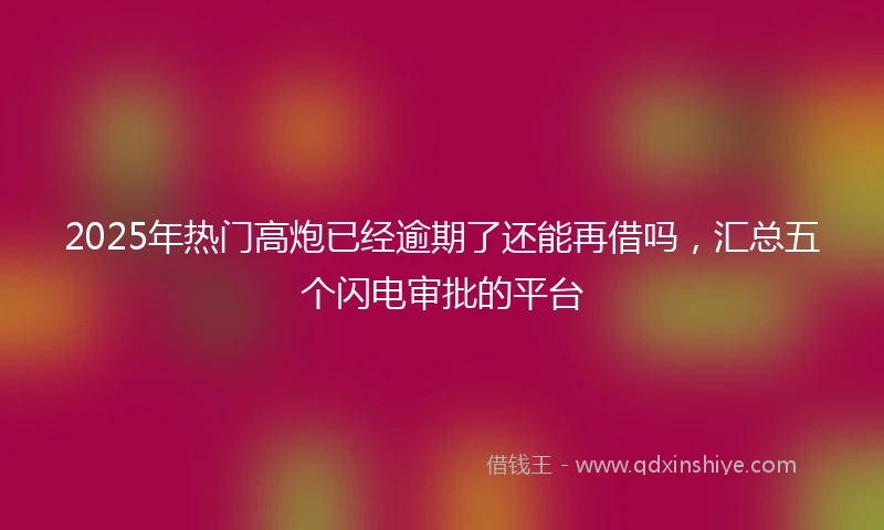 2025年热门高炮已经逾期了还能再借吗,汇总五个闪电审批的平台