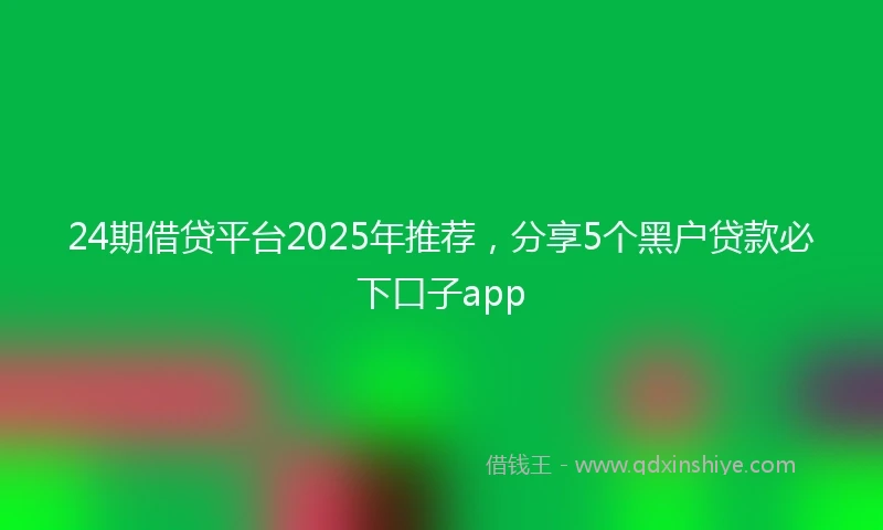 24期借贷平台2025年推荐，分享5个黑户贷款必下口子app
