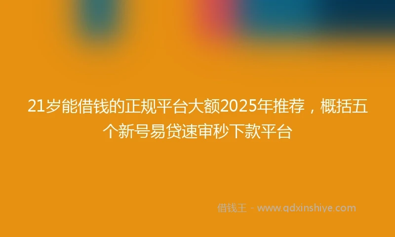 21岁能借钱的正规平台大额2025年推荐，概括五个新号易贷速审秒下款平台