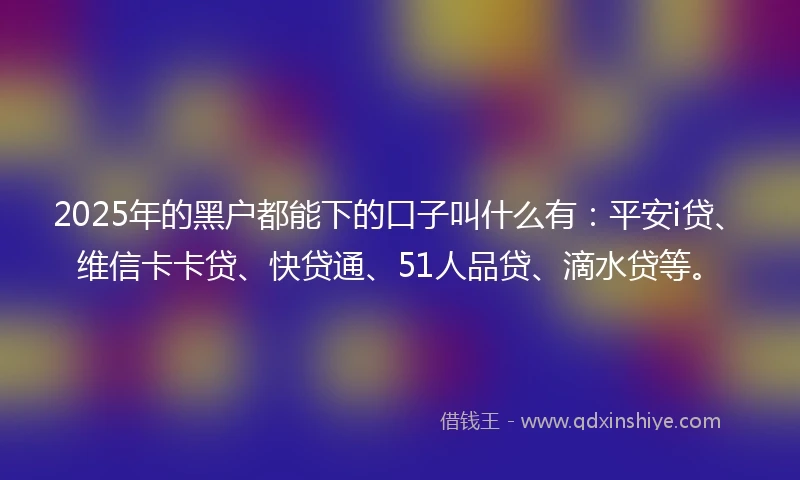 2025年的黑户都能下的口子叫什么有：平安i贷、维信卡卡贷、快贷通、51人品贷、滴水贷等。