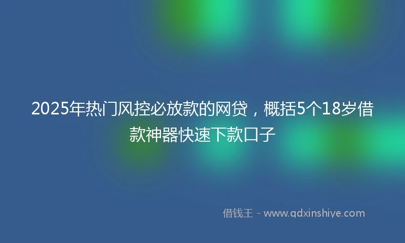 2025年热门风控必放款的网贷，概括5个18岁借款神器快速下款口子
