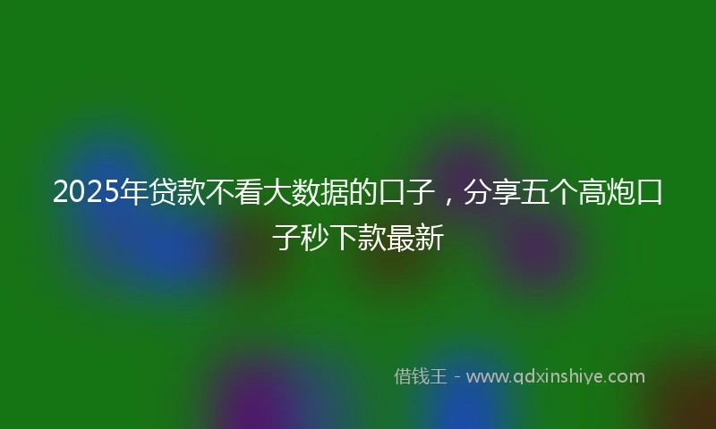 2025年贷款不看大数据的口子，分享五个高炮口子秒下款最新