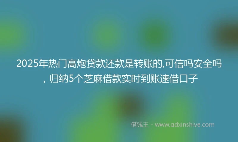 2025年热门高炮贷款还款是转账的,可信吗安全吗，归纳5个芝麻借款实时到账速借口子