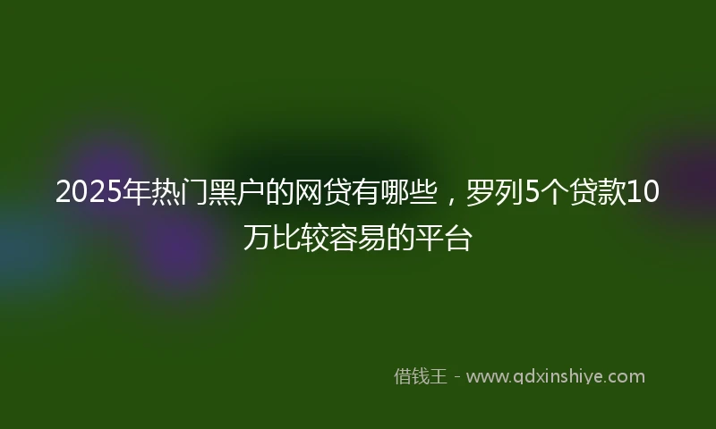 2025年热门黑户的网贷有哪些，罗列5个贷款10万比较容易的平台
