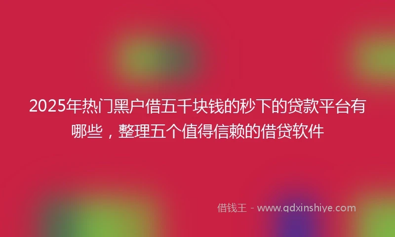 2025年热门黑户借五千块钱的秒下的贷款平台有哪些，整理五个值得信赖的借贷软件
