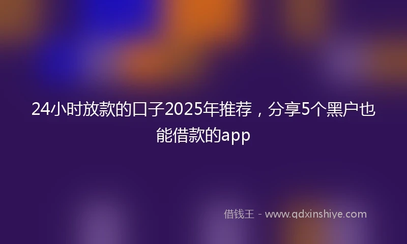 24小时放款的口子2025年推荐，分享5个黑户也能借款的app