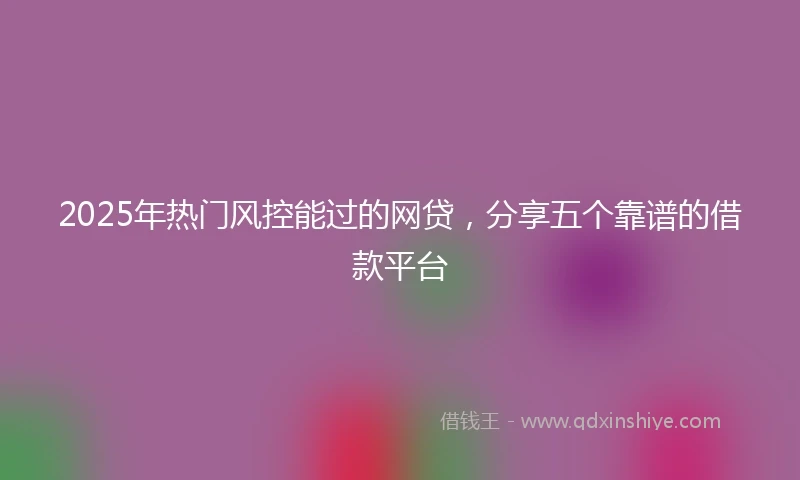 2025年热门风控能过的网贷，分享五个靠谱的借款平台