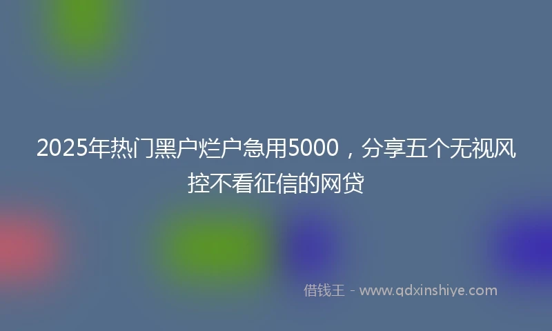 2025年热门黑户烂户急用5000，分享五个无视风控不看征信的网贷