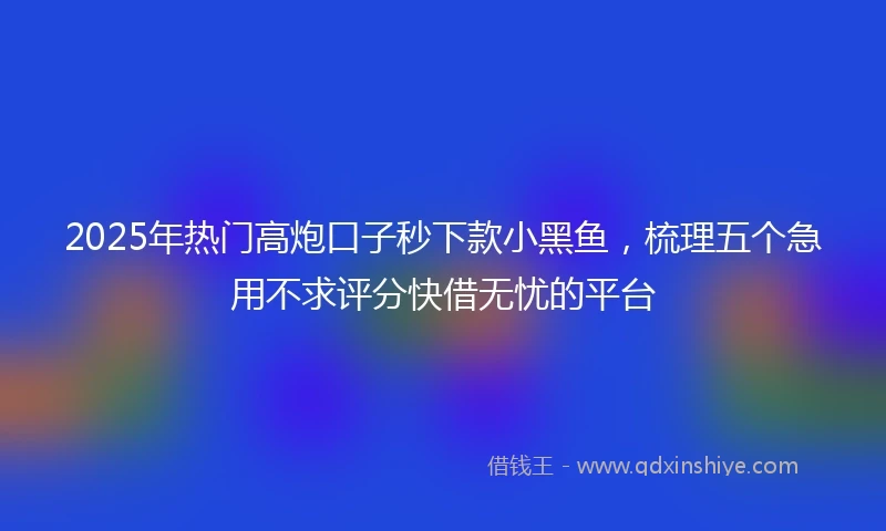 2025年热门高炮口子秒下款小黑鱼，梳理五个急用不求评分快借无忧的平台