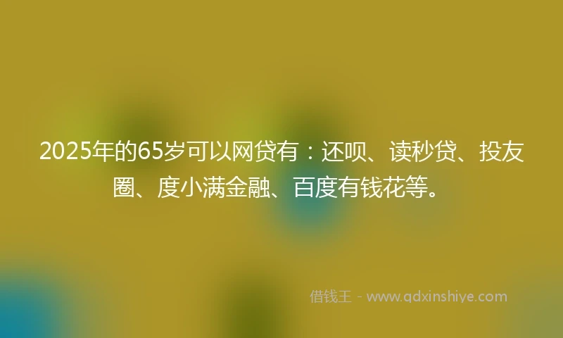 2025年的65岁可以网贷有：还呗、读秒贷、投友圈、度小满金融、百度有钱花等。