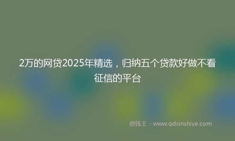 2万的网贷2025年精选，归纳五个贷款好做不看征信的平台