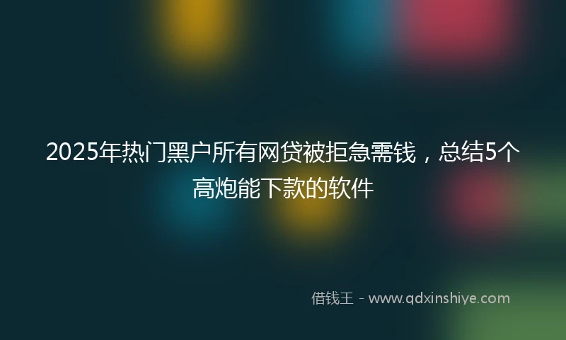 2025年热门黑户所有网贷被拒急需钱，总结5个高炮能下款的软件