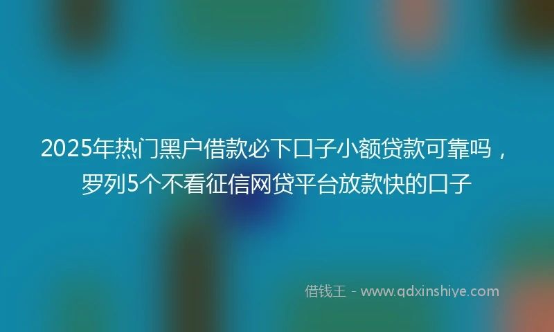 2025年热门黑户借款必下口子小额贷款可靠吗，罗列5个不看征信网贷平台放款快的口子