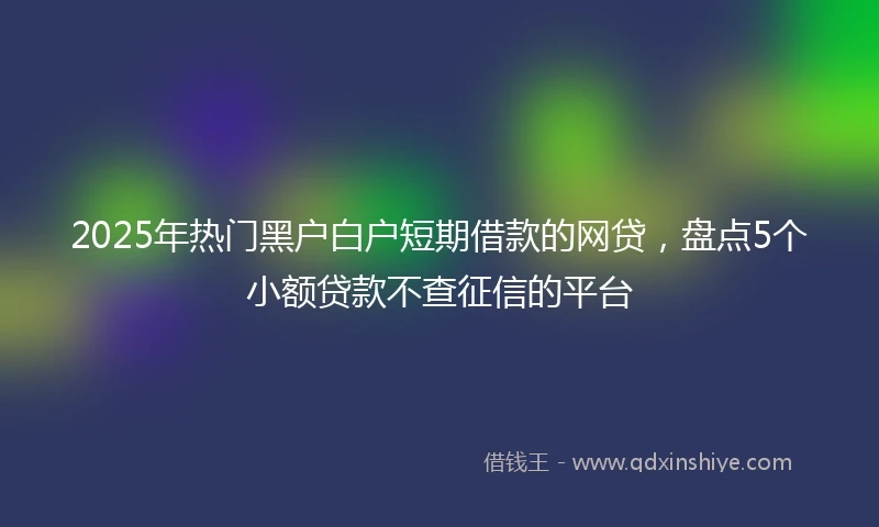 2025年热门黑户白户短期借款的网贷，盘点5个小额贷款不查征信的平台