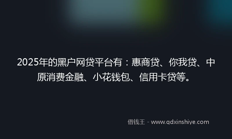 2025年的黑户网贷平台有：惠商贷、你我贷、中原消费金融、小花钱包、信用卡贷等。
