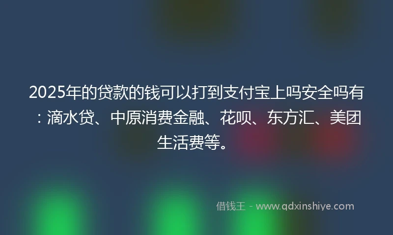 2025年的贷款的钱可以打到支付宝上吗安全吗有：滴水贷、中原消费金融、花呗、东方汇、美团生活费等。