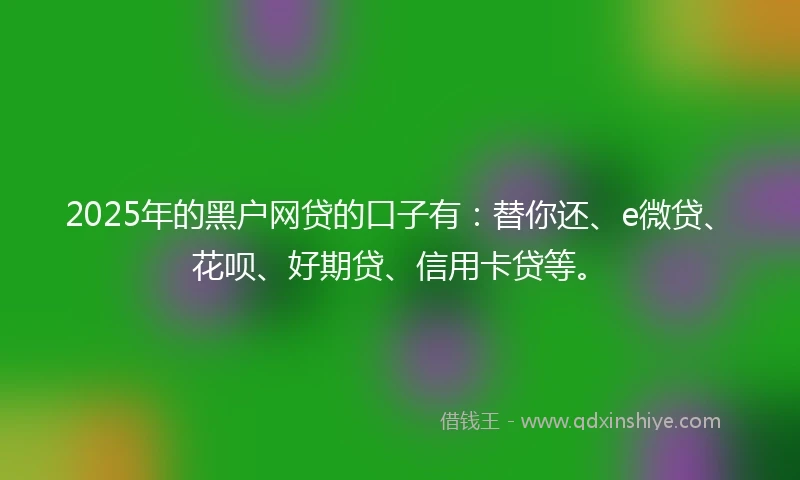 2025年的黑户网贷的口子有：替你还、e微贷、花呗、好期贷、信用卡贷等。
