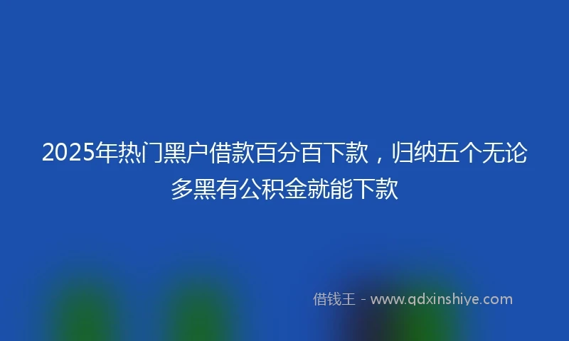 2025年热门黑户借款百分百下款，归纳五个无论多黑有公积金就能下款