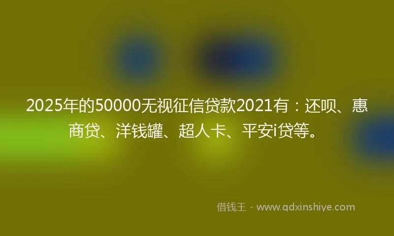 2025年的50000无视征信贷款2021有：还呗、惠商贷、洋钱罐、超人卡、平安i贷等。
