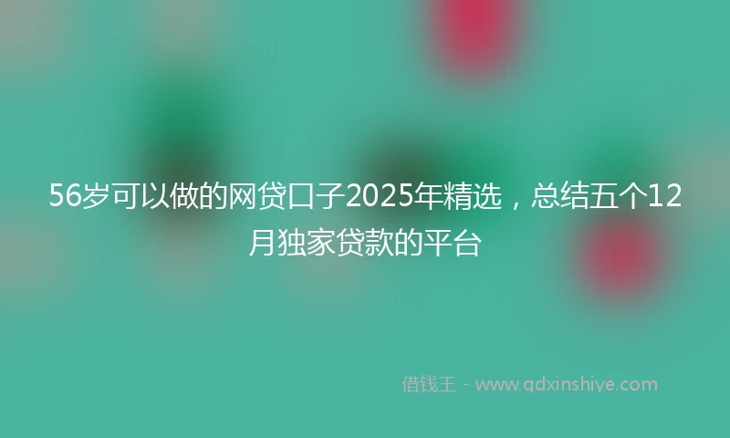 56岁可以做的网贷口子2025年精选，总结五个12月独家贷款的平台