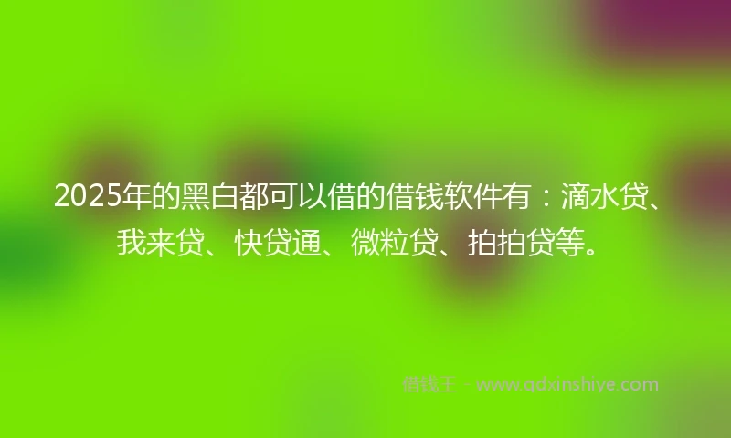 2025年的黑白都可以借的借钱软件有：滴水贷、我来贷、快贷通、微粒贷、拍拍贷等。