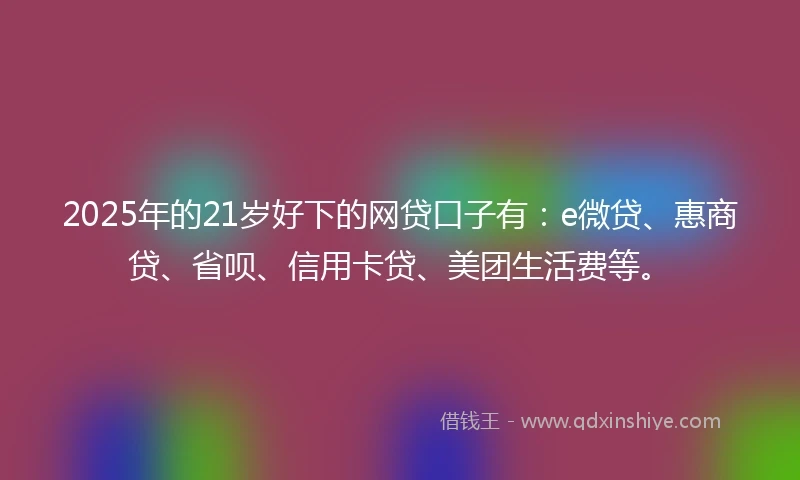 2025年的21岁好下的网贷口子有：e微贷、惠商贷、省呗、信用卡贷、美团生活费等。