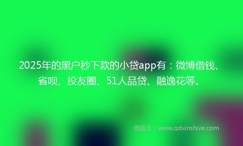 2025年的黑户秒下款的小贷app有：微博借钱、省呗、投友圈、51人品贷、融逸花等。