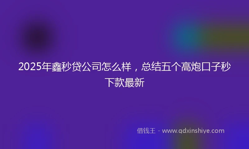 2025年鑫秒贷公司怎么样，总结五个高炮口子秒下款最新