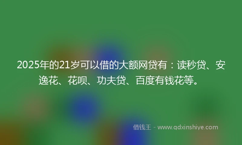 2025年的21岁可以借的大额网贷有：读秒贷、安逸花、花呗、功夫贷、百度有钱花等。