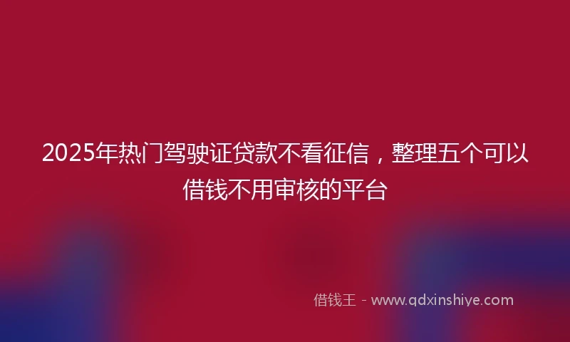 2025年热门驾驶证贷款不看征信，整理五个可以借钱不用审核的平台