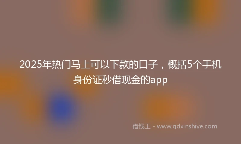 2025年热门马上可以下款的口子，概括5个手机身份证秒借现金的app
