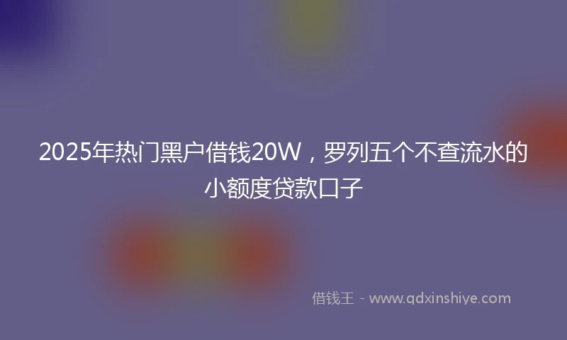 2025年热门黑户借钱20W，罗列五个不查流水的小额度贷款口子