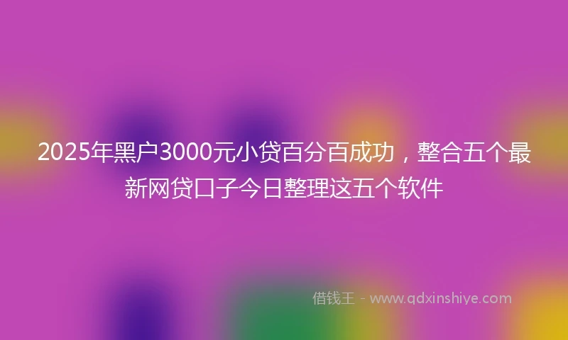 2025年黑户3000元小贷百分百成功，整合五个最新网贷口子今日整理这五个软件