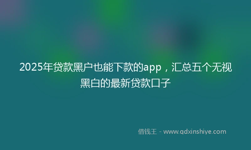 2025年贷款黑户也能下款的app，汇总五个无视黑白的最新贷款口子