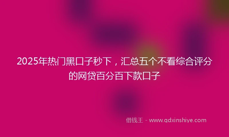 2025年热门黑口子秒下，汇总五个不看综合评分的网贷百分百下款口子