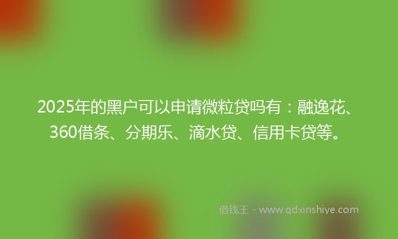 2025年的黑户可以申请微粒贷吗有：融逸花、360借条、分期乐、滴水贷、信用卡贷等。