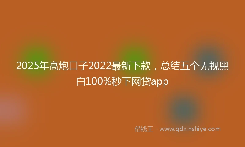 2025年高炮口子2022最新下款，总结五个无视黑白100%秒下网贷app
