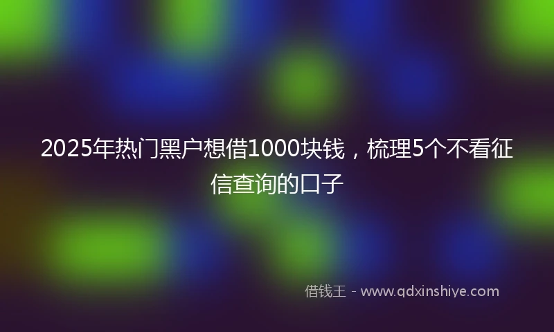 2025年热门黑户想借1000块钱，梳理5个不看征信查询的口子